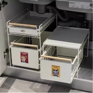 厨房下水槽置物架台面抽屉式收纳架多功能置物柜拉篮橱柜分层架子