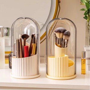 化妆刷收纳筒旋转防尘梳妆台化妆品收纳盒口红眼影置物架桌面笔筒